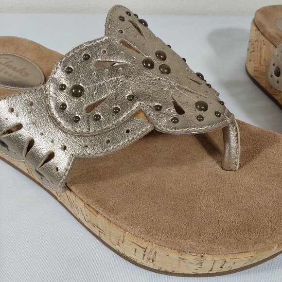 Clarks Artisan Palima Palm Golden Leather Thong Sandal - 8 - Good Condition - Picture 11 of 11